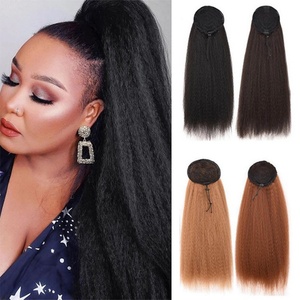 Trekkoord Paardenstaart Haarverlenging 22 Inch Synthetische Clip In Afro Kinky Rechte Paardenstaart Haarstukken Met Elastische Band Kam - Product Image 2