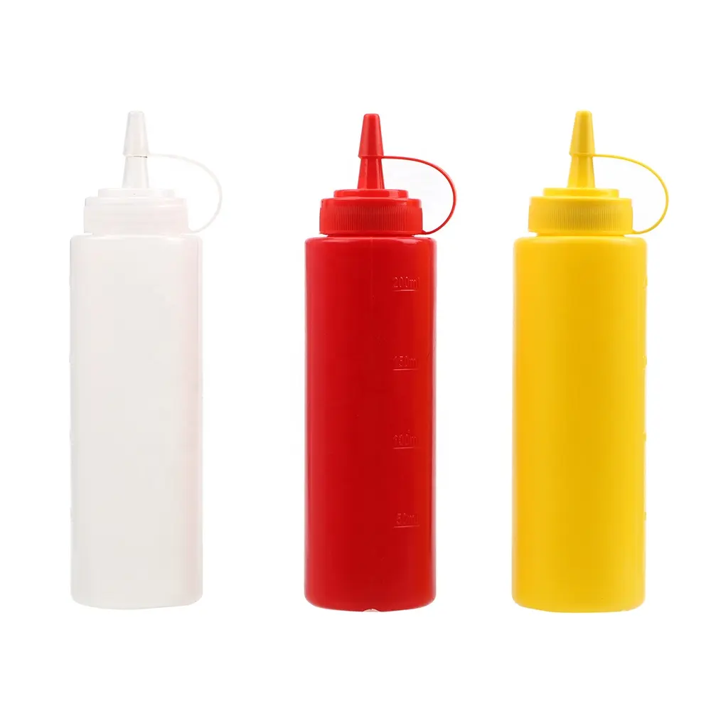 QY salsa aceto olio Ketchup salsa ampolla accessori da cucina salsiera Dispenser di condimenti in plastica 8oz 12oz Squeeze Bottle