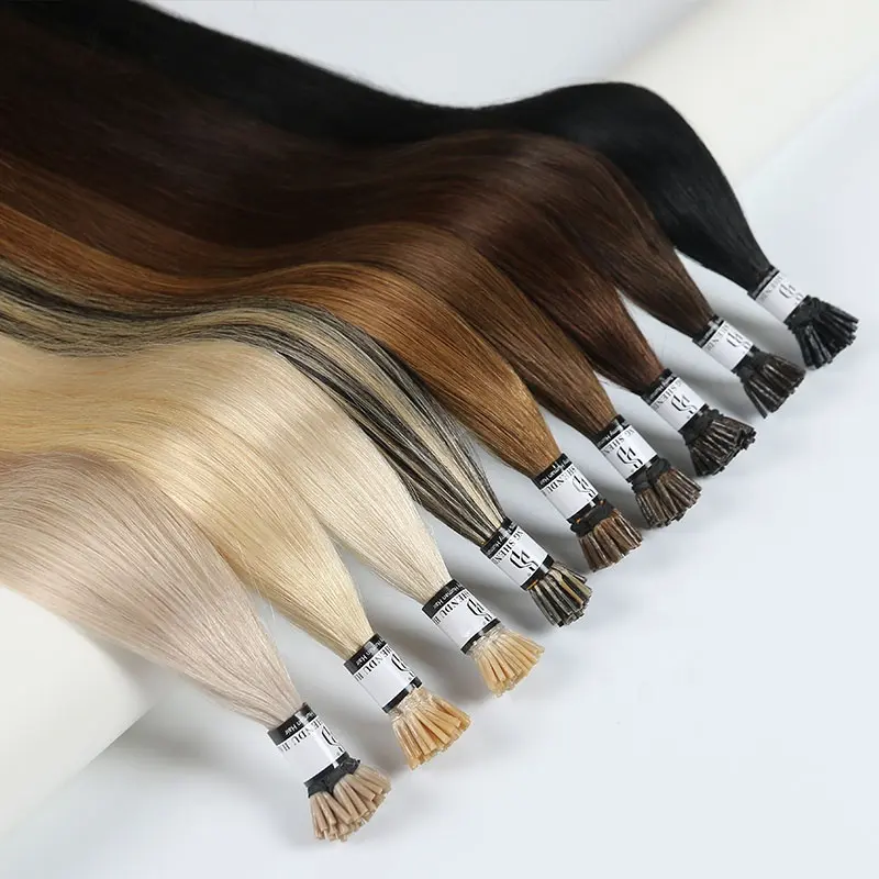 Pre bonded itip extension hair vendor Straight Remy natural hair extension human raw Brazilian I tip Hair Extensions Wholesale
