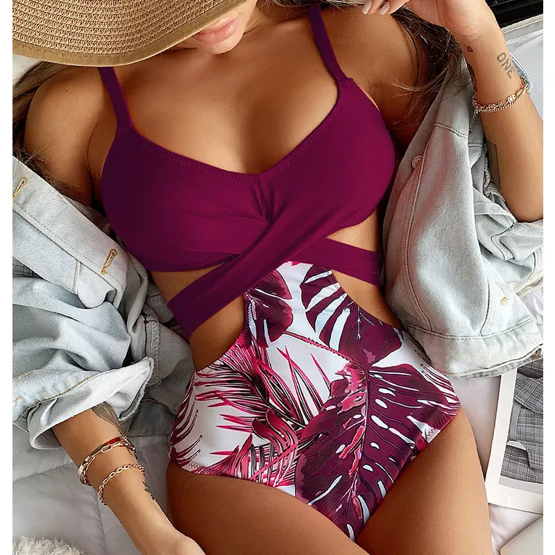 Hot Sale 2023 Women One Piece Strapless Bikini High Cut Swimsuit Manufacturers Women Custom Swimwear