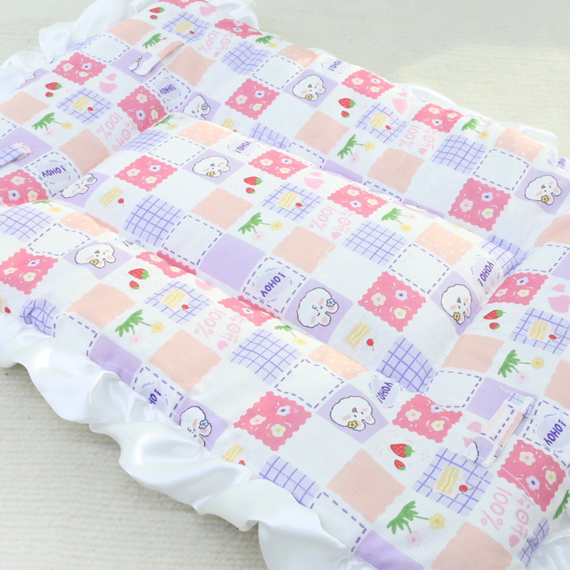 Tapis Rustique en Dentelle - Lapin à Carreaux Rose et Violet