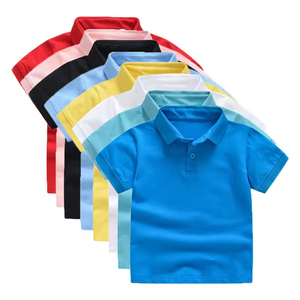 定制100% 皮克棉刺绣标志普通男孩儿童校服服装短袖马球t恤 - Product Image 1