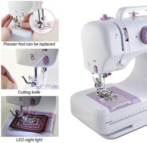 Máquina DE COSER eléctrica portátil, 12 puntadas integradas, altas y bajas velocidades, hilo doble, Overlock, características de reparación de costura inversa - Product Image 3