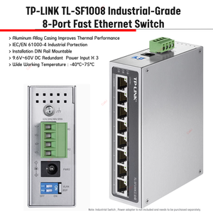 TP-Link Industrial-grade 100M Fast Ethernet 1000M Gigabit Router SWITCH 5-PORT 8-Port POE TL-SF SG SL 1005/08 2005/08 Series - Product Image 3