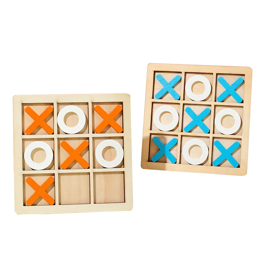 Mini Board Game XO Chess Board Game Family Children Puzzle Game Educational Wooden Tic Tac Toe Toys For Kids