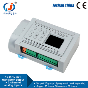 Huaqingjun 12-in 12-out Transistor Output PLC 2AO 0-20mA RS485 Modbus RTU PLC analógico para máquina expendedora - Product Image 3
