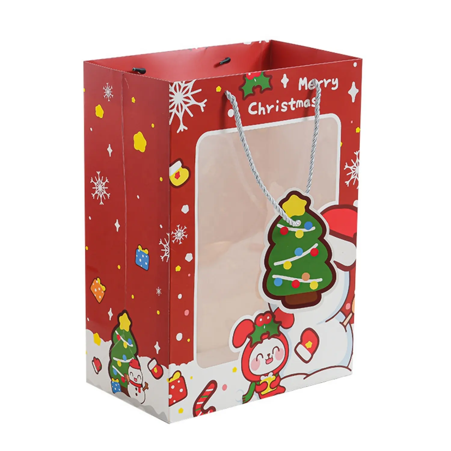 2023 New Design Custom Logo Fancy Color Shopping Christmas Gift Paper Bag Open Window Paper Bag