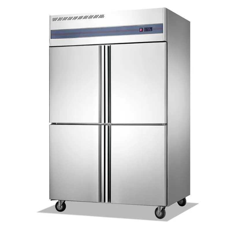 Refrigerador comercial de acero inoxidable 220V refrigerador de cuatro puertas tubo de cobre refrigeración 1000L
