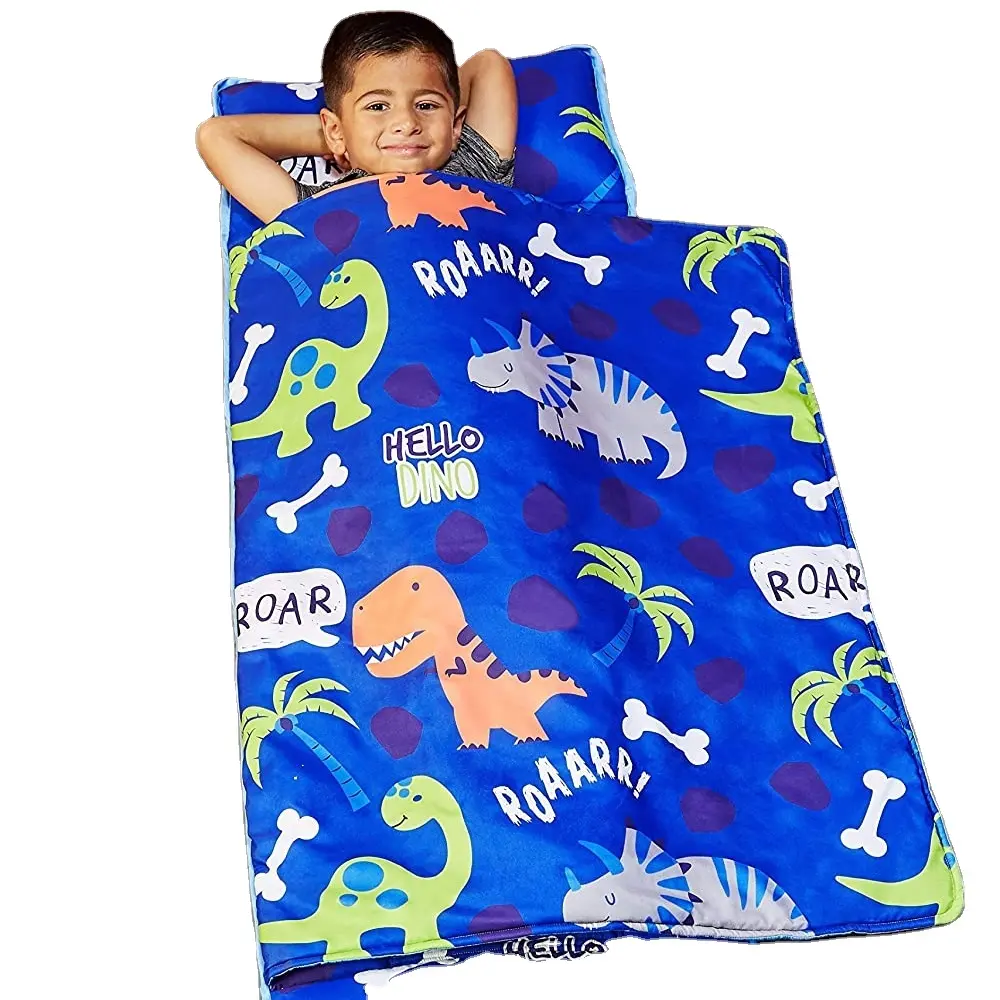 Tapis de sieste personnalisé pour enfants en bas âge avec oreiller en coton mélangé, tapis de sieste sans BPA pour âge préscolaire