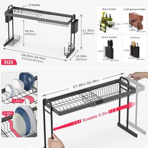 2-layer <strong>S</strong>-shaped Metal <strong>Dish</strong> <strong>Racks</strong> for Kitchen <strong>Dish</strong> Drying Drainer Tableware Drying <strong>Rack</strong> <strong>Dish</strong> <strong>Rack</strong> Multi-functional