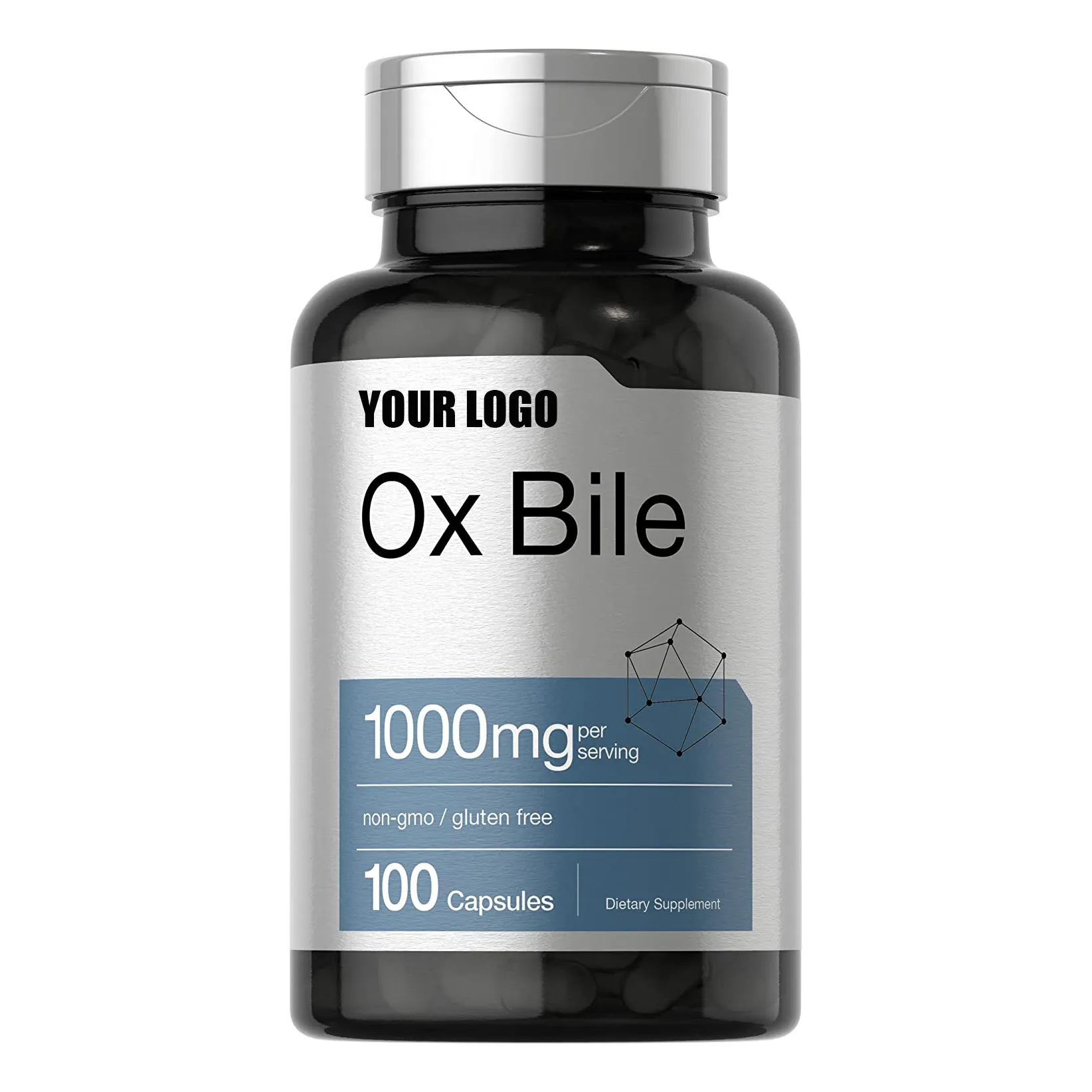 Organic Ox Bile 1000 mg Cápsulas de liberación rápida Suplemento de enzimas digestivas certificado GMP Alto en vitaminas para un máximo apoyo