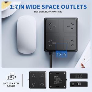 4つのコンセントと2つのUSBポートソケットコンセントを備えたマルチプロテクションau電源タップUSBポートを備えた20wpd充電器延長コード - Product Image 2