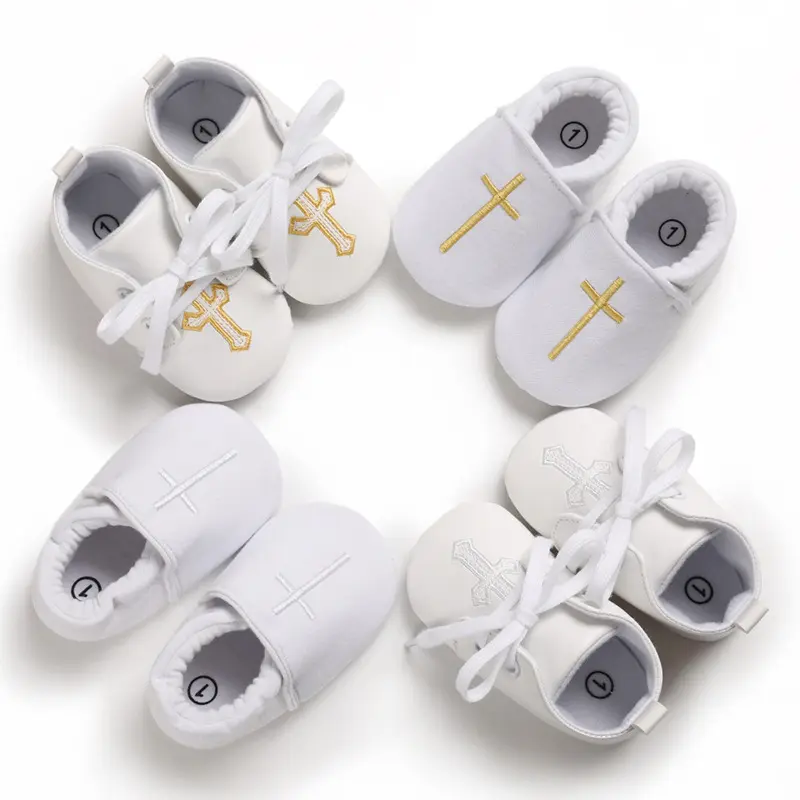 Zapatos de iglesia para bebé recién nacido, accesorios de bautismo, Cruz suave, zapatos para caminar
