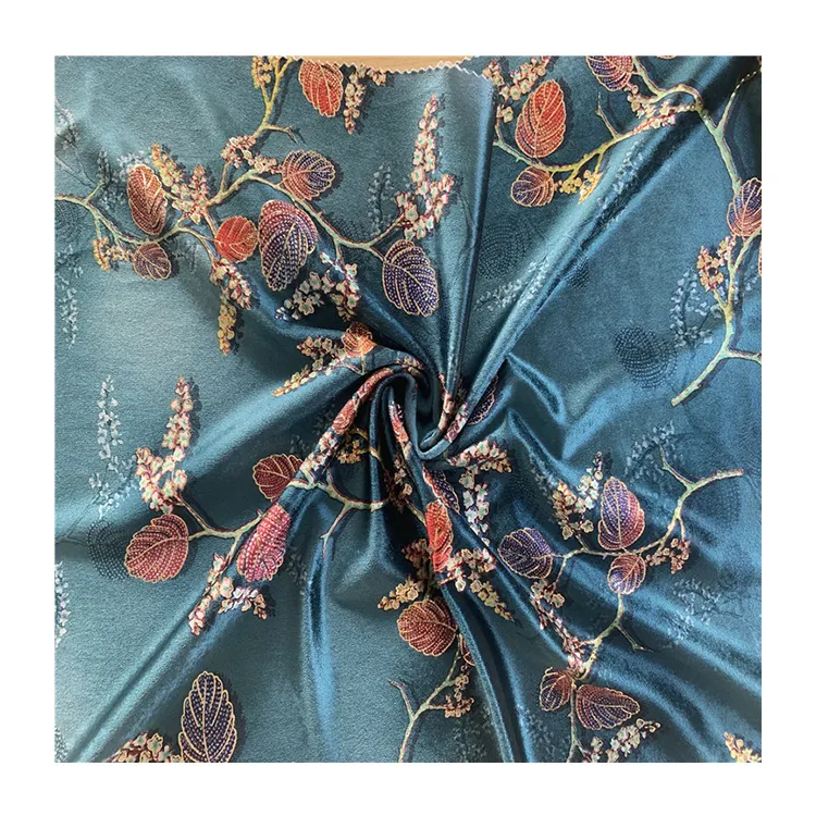 New design moroccan velvet fabric for sofa flower print upholstery fabric velvet sofa fabric