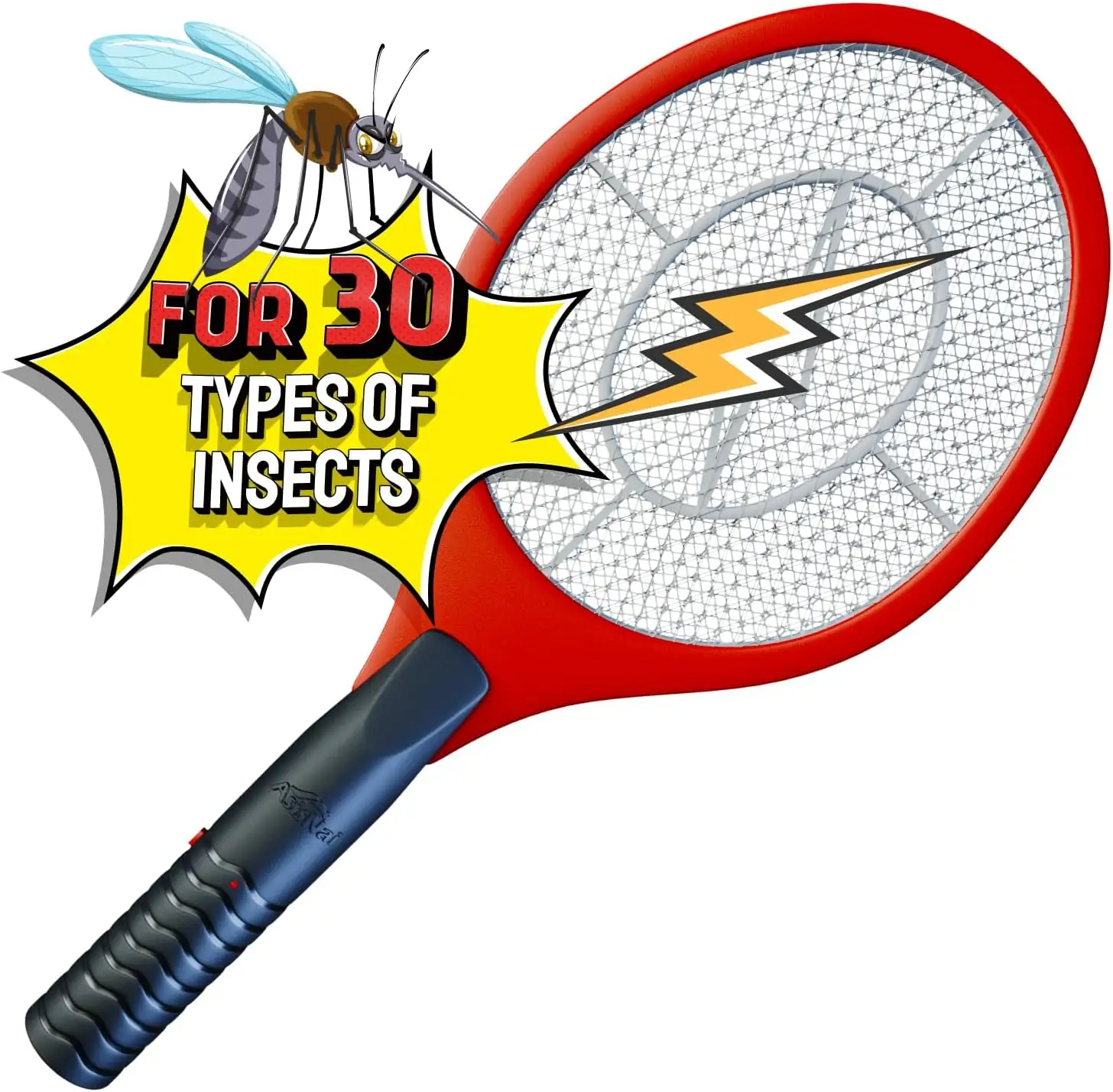 Raket nyamuk elektrik, raket serangga elektrik, raket nyamuk, raket nyamuk 3000 Volt, bahan tahan lama, lalat