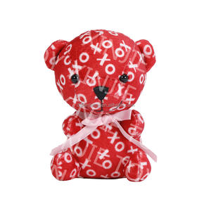 Premium Quality Custom Stuffed <strong>Red</strong> Teddy Bear with Ribbon Bow Soft Plush Toy Printed Logo Pattern Gift for Valentine - Product Image 1