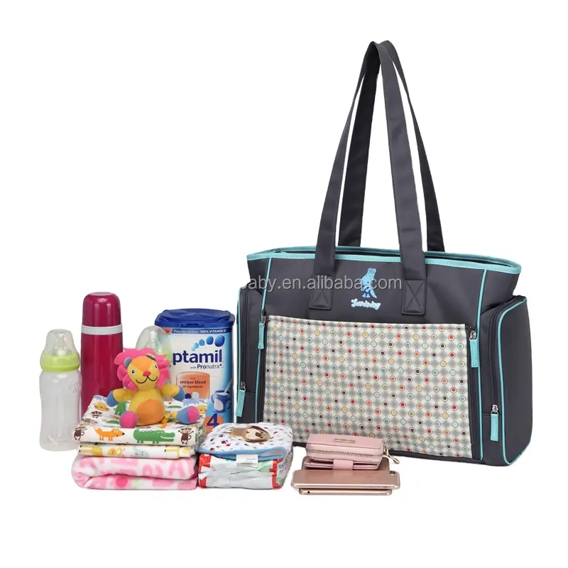 Colorland yeni tasarım mumya Tote bebek bezi çantası bebek bezi çantası değişen pad ile ve mendil