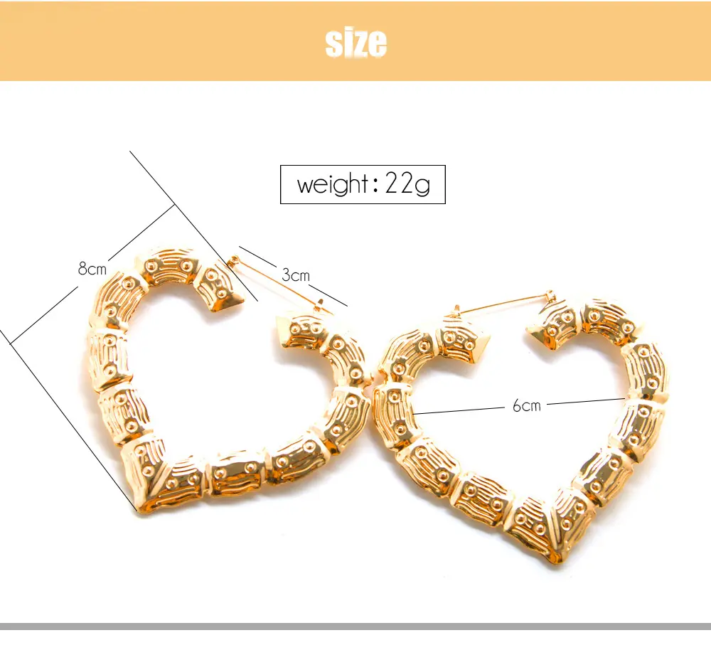 Punk Style Geometric Hip Hop Gold Plated Customized Hoop Personalized Heart Bamboo Knots Letters Earrings For Women