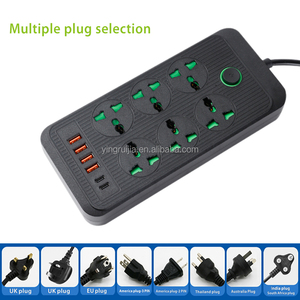 工厂批发通用电源板6个插座，带4个USB和2个Type-C 5V 3.4A端口，多插头延长线电源插座 - Product Image 3