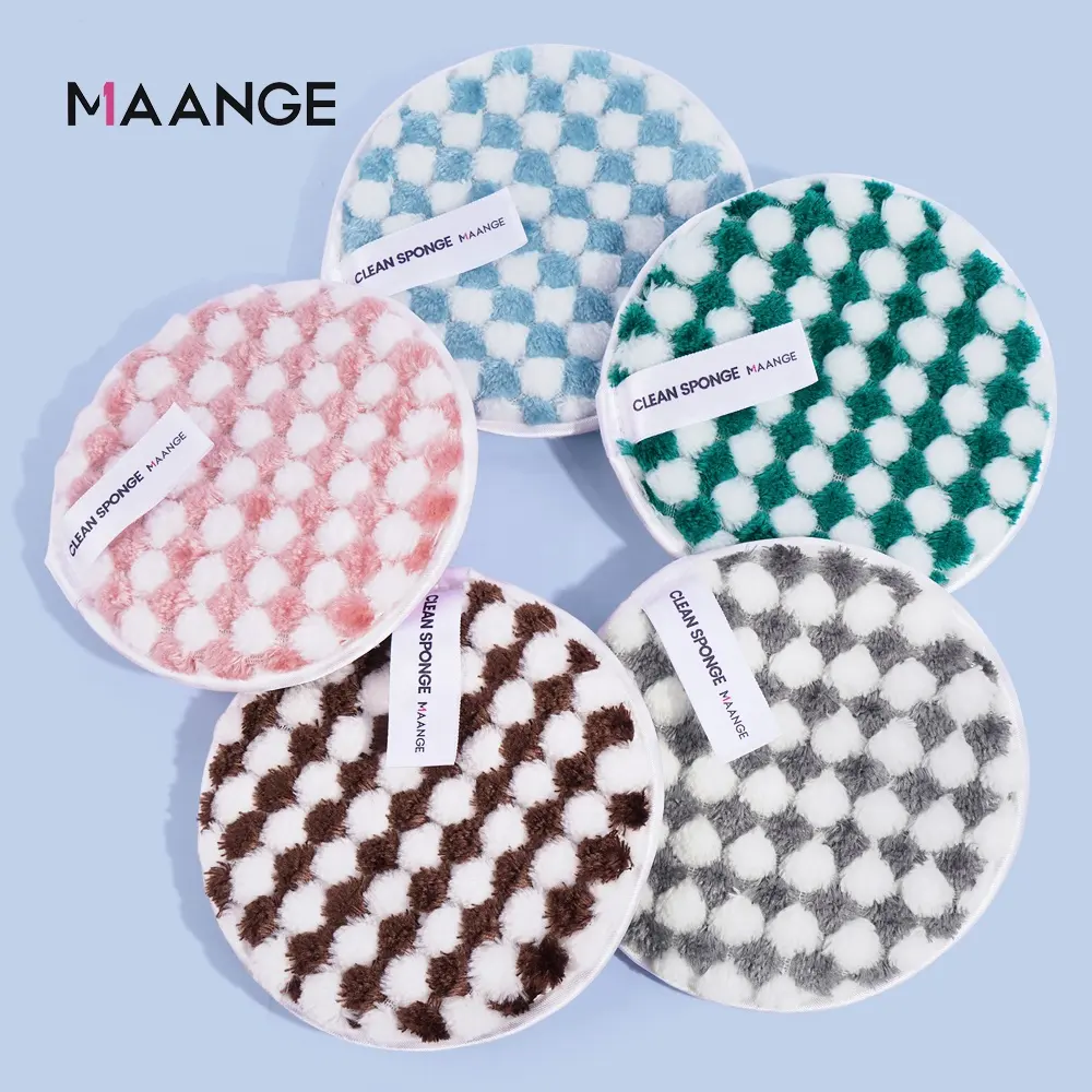 MAANGE New Colors Pattern 5Pcs Face Skin Cleansing Nylon Sponge Reusable Women Cosmetic Puff Makeup Remover Pad