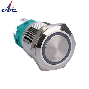 19mm 12V xe màu xanh LED ánh sáng mắt thiên thần 5A IP67 chống thấm nước kim loại đẩy nút chuyển đổi - Product Image 4