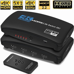 <strong>5</strong> in <strong>1</strong> Out 4K <strong>HDMI</strong> 2.0 Switch 5X1 HDMI2.0 <strong>Switcher</strong> with IR Remote Control HDCP 2.2 4K@60Hz HDR Converter for PS4 PS5 Apple TV - Product Image 4