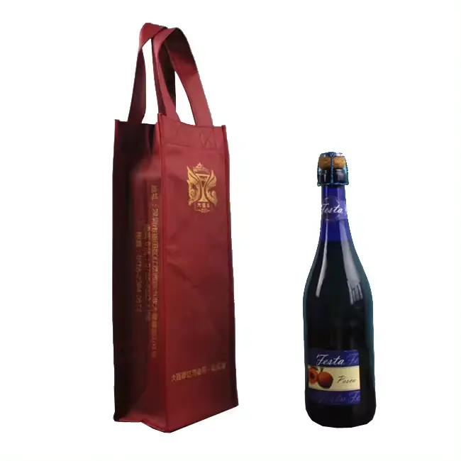 Hot Selling Custom Promotional Non Woven PP Gift single Bottle Wine Tote Bag Bottle Holder with logo printing