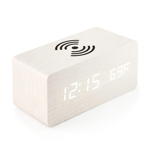 Bedroom Office Home LED Alarm Clock Wireless Charging Intelligent Digital Bamboo Wood QC2.0 7W/12W Power <strong>Output</strong> 5V/2A <strong>Input</strong> PD - Product Image 1