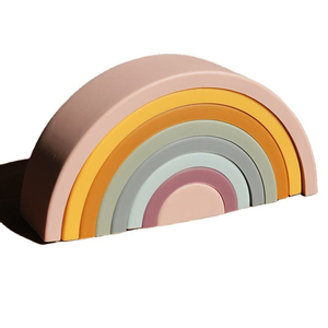 Educational Children Color Cognition Circle Cloud Arch Building Block Baby Silicone <strong>Rainbow</strong> Stacking Toys - Product Image 1