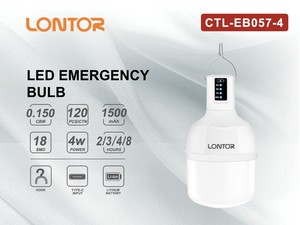 Lontor หลอดไฟฉุกเฉิน LED 18SMD 5-Step SOS USB li-ion แบตเตอรี่ทำงานด้วยพลาสติก4W ที่ใช้พลังงานแสงอาทิตย์ /DC สำหรับ G12กลางแจ้ง - Product Image 3