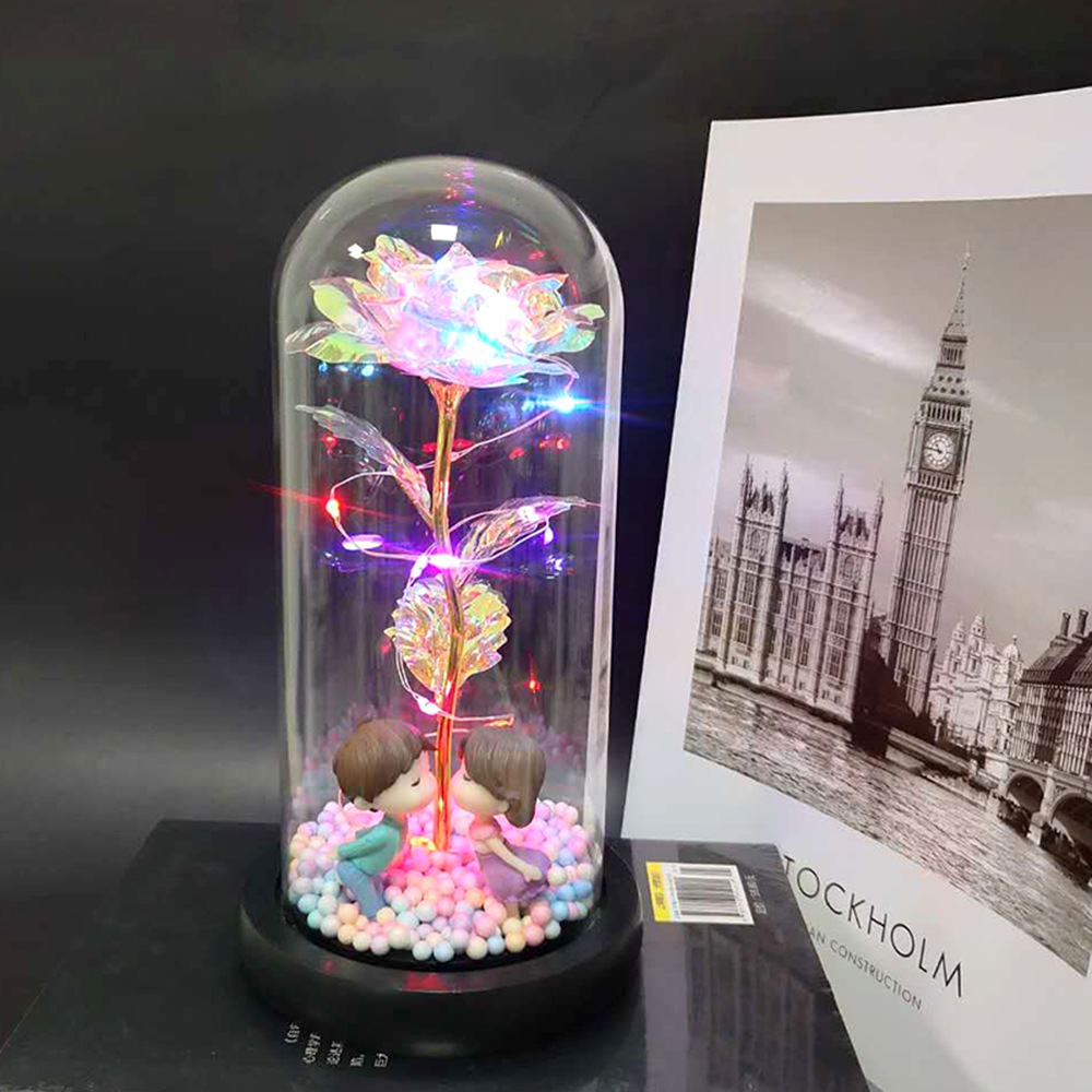 #01 lámpara de color beso caja rosa cúpula de cristal