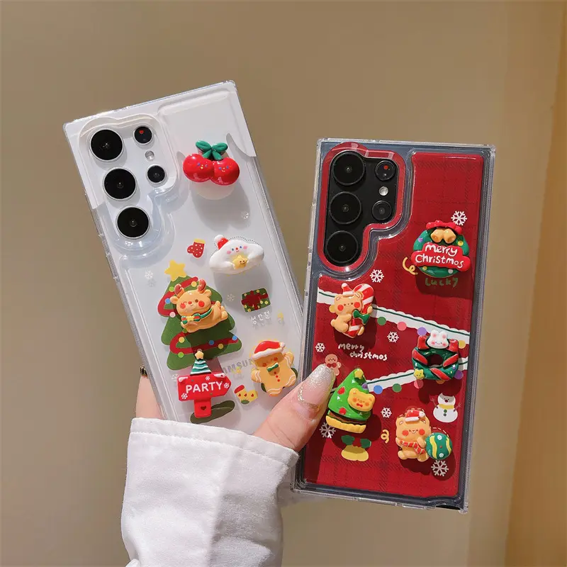 Creatieve Cartoon Kerst Thema Tpu Telefoon Hoesje Voor Samsung S 23 Ultra S 22 Ultra