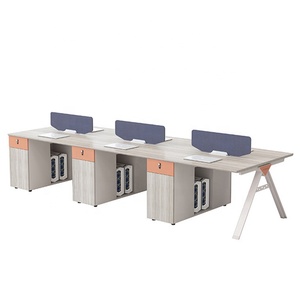 Equipo de trabajo barato 4 en 1 cubículo mesa de personal de oficina muebles de oficina modulares estación de trabajo Escritorio de ordenador de madera con Pedestal fijo - Product Image 3