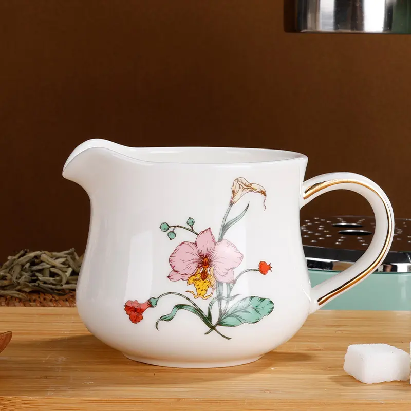 YST ceramica di lusso stile moderno tazza da caffè tazza da latte di alta qualità manico in ceramica lucido fiorito Design regali aziendali acqua
