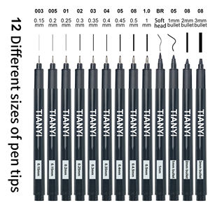 Pena garis halus kaligrafi tahan air pena tahan pudar ujung pena mikron garis halus spidol seni sketsa - Product Image 4
