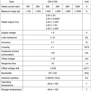 Sensore di corrente per auto di nuova energia Controller QN-C15S Dc 100A 200A 400A / 2.5 ± 2V 2.5 ± 0.625V PCB trasduttore di corrente - Product Image 3