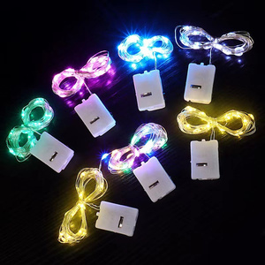 1M 2m 3M <span class=keywords><strong>LED</strong></span> Alambre de cobre Cadena de luces 3 funciones Modo intermitente Botón Caja de batería <span class=keywords><strong>Led</strong></span> Luces de serie decorativas Luz de vacaciones
