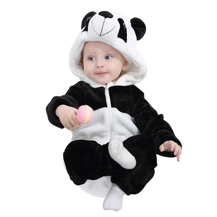 MICHLEY-ropa de invierno de Panda blanco y negro cálido, pijamas de una pieza de 0 a 3 años, peleles para bebés