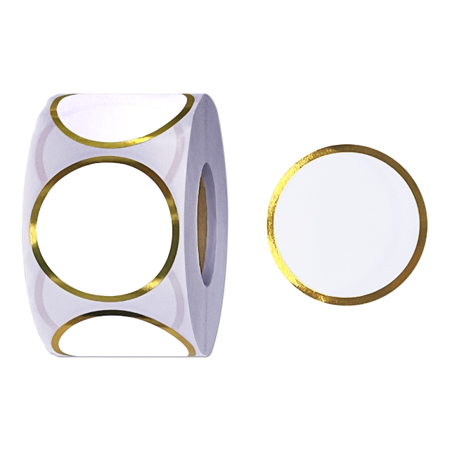 Blanco, hoja de oro Frontera, 5*5cm, Círculo