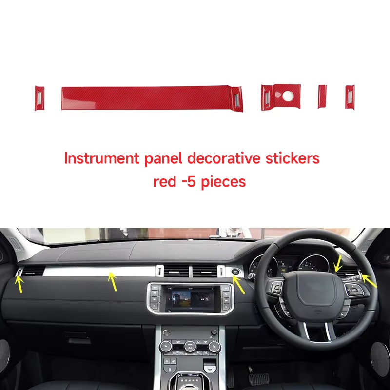 Adhesivos decorativos para panel de instrumentos rojo -5 piezas