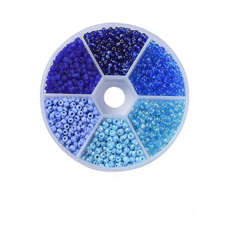 Kit de cuentas de arroz de cristal, 2mm, 3mm, 4mm, azul, para pulseras, collares, fabricación de joyas, semillas, cuentas de vientre, abalorio de cintura