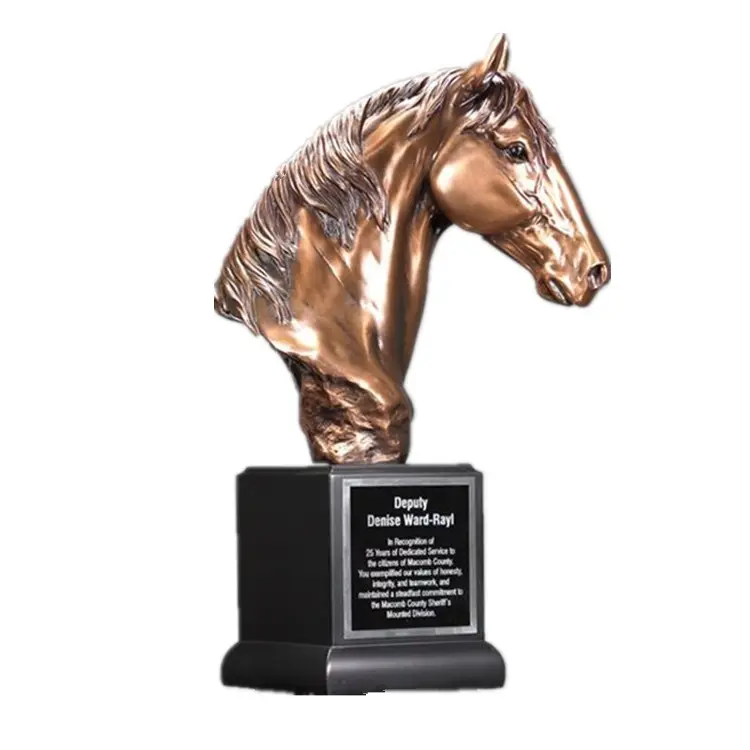 Figura de resina de cabeza de caballo, estatua de trofeo