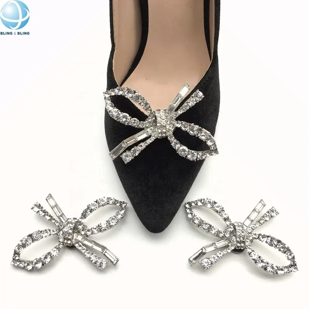 Abnehmbare Shinny Wedding Strass Schleife dekorative Schuh clips Zubehör für Damenschuhe