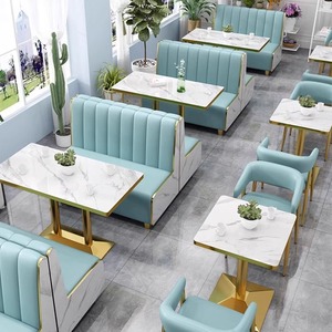 Modern Golden Dining <strong>Table</strong> and Chair <strong>Set</strong> for Fast Food Shops for Coffee Shops and Restaurants Furniture - Product Image 2