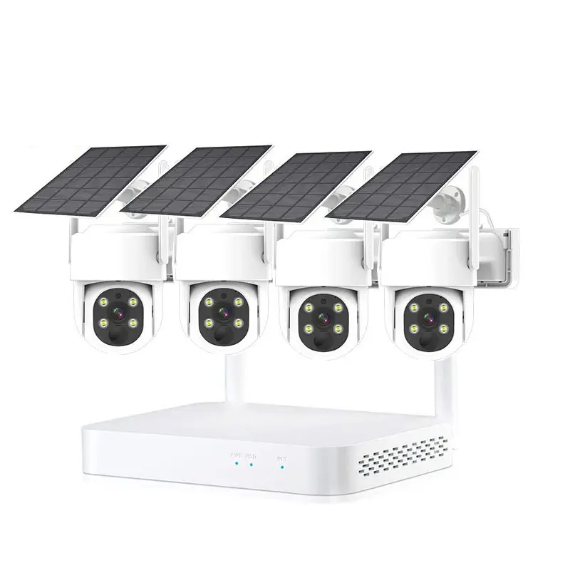 Thuis Draadloze Outdoor Full Hd 4mp Wifi Zonne-Energie Camera Nvr Kit Bewakingscamera Systeem Met Zonnepaneel