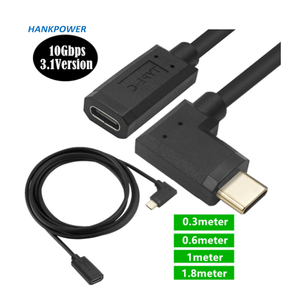镀金USB C型10Gbps 90度公母USB3.1扩展器C型快速充电数据同步电缆