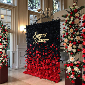 Mới tùy chỉnh vải vải cuộn lên Photo <span class=keywords><strong>Booth</strong></span> Backdrop đám cưới hoa nhân tạo tường Backdrop - Product Image 1