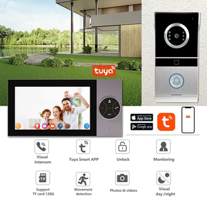 Timbre de pantalla Ahd de 7 pulgadas, sistemas de intercomunicación de puerta con cable de 4 cables con cámara, intercomunicador de vídeo Tuya, Panel de vídeo de llamada de puerta impermeable - Product Image 1