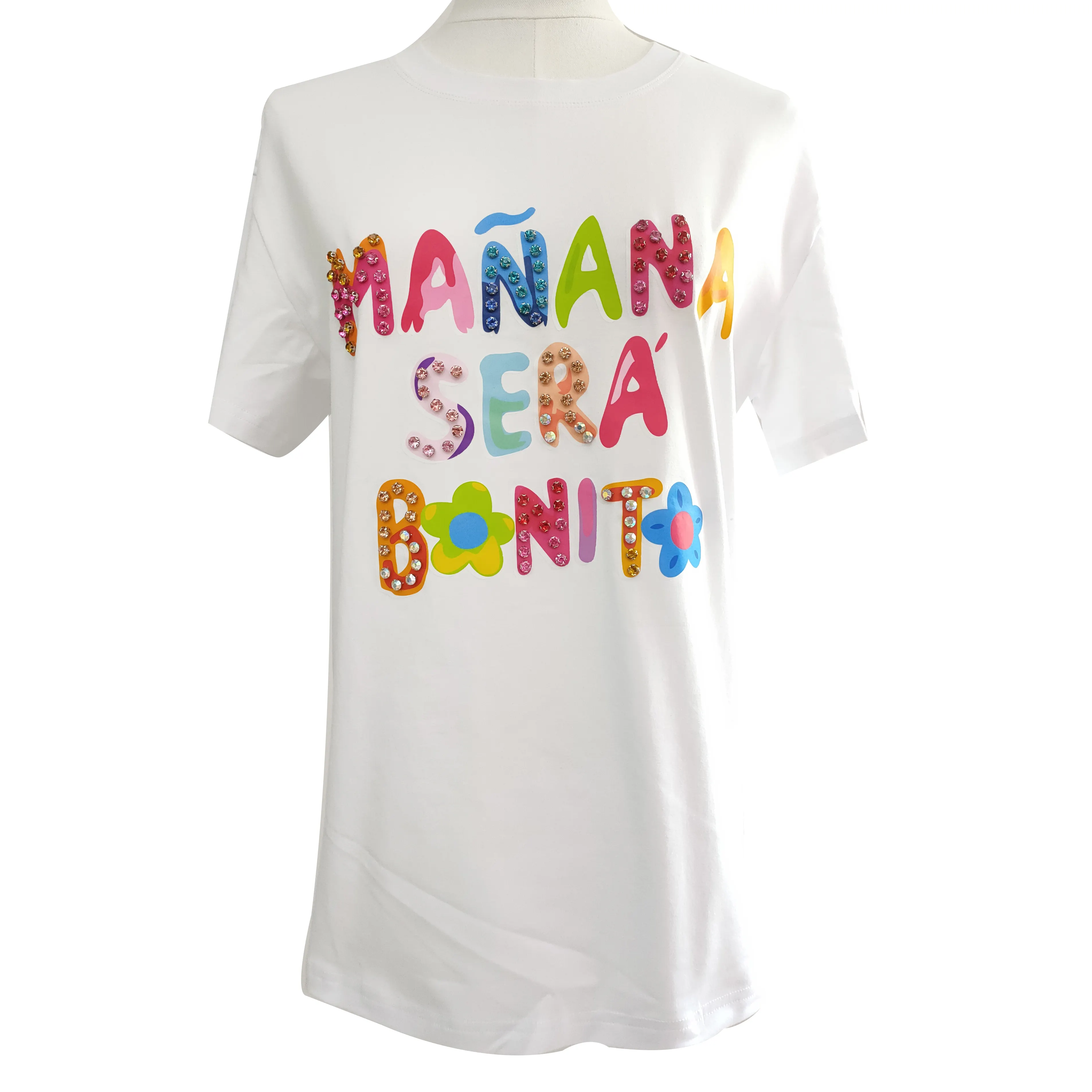 T-shirt in cotone a manica corta stampate 3D con colletto a fiocco primavera estate t-shirt bianca per adulti