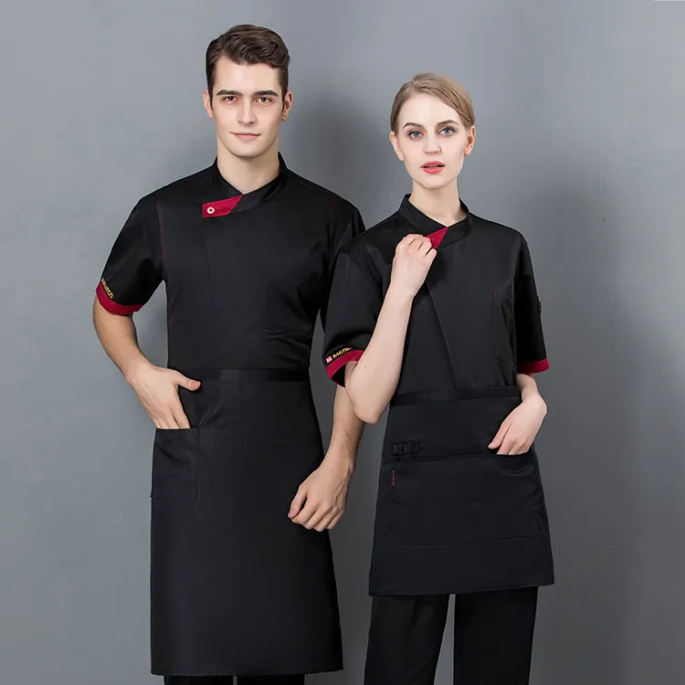 Camerieri del personale del Catering alberghiero uniformi da cucina in poliestere con stampa Logo personalizzato uniformi da tavolo e Design uniforme dell'hotel